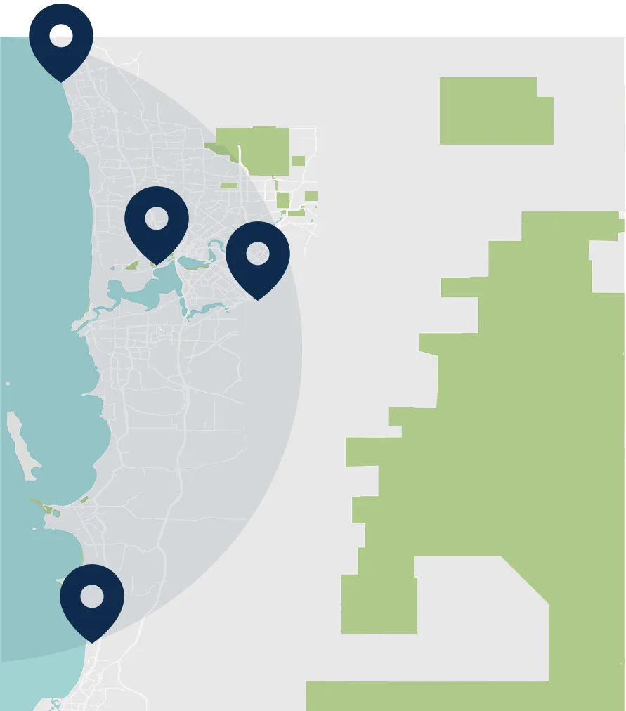 Map of the greater Perth Metro area