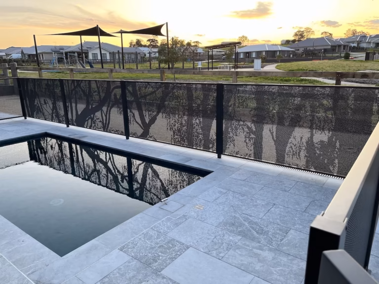 Pool Perf® Australiana perforated pool fencing in Textured Black